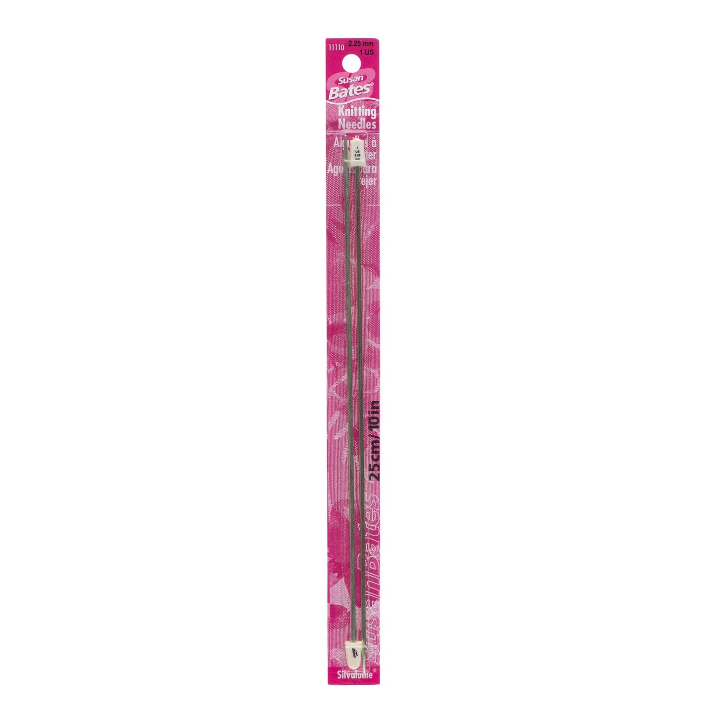 Susan Bates Silvalume 10" Single Point Knitting Needles