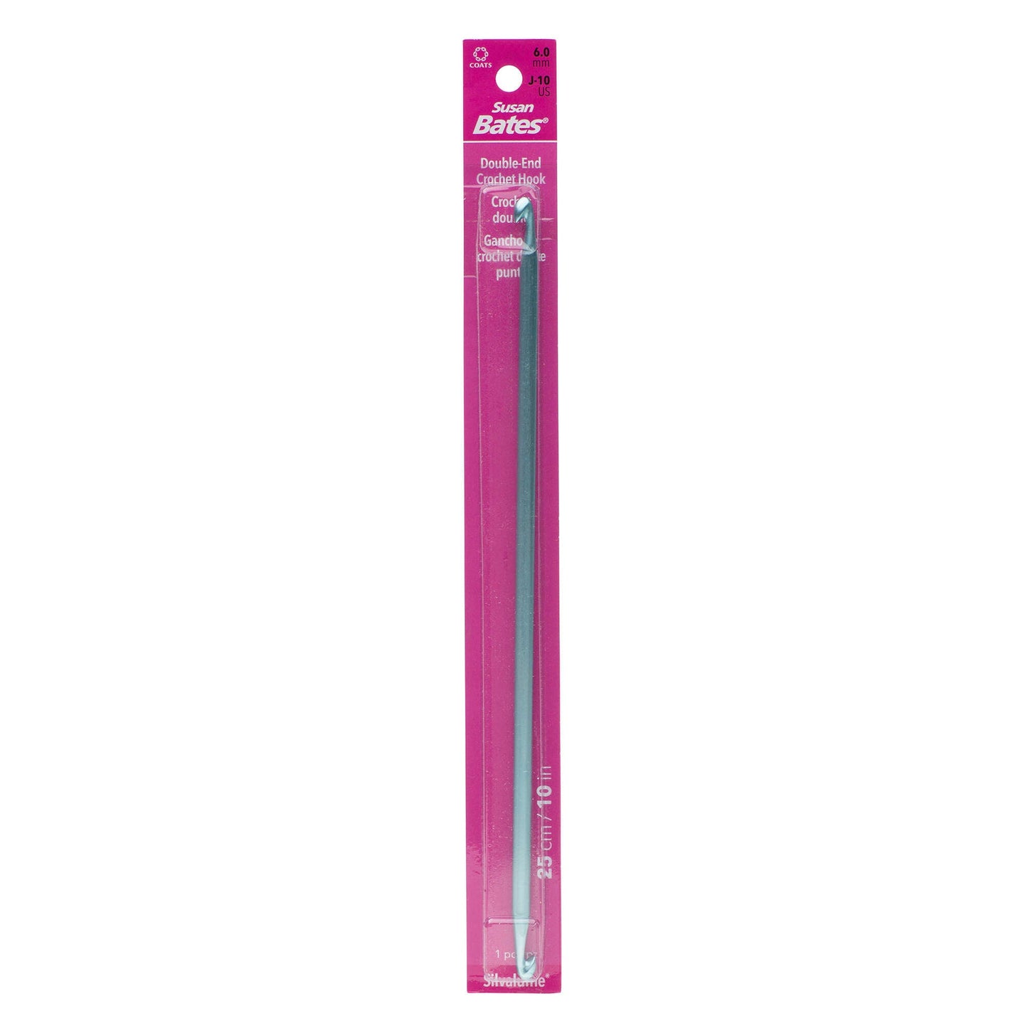 Susan Bates Silvalume 10" Double-End Afghan Crochet Hook