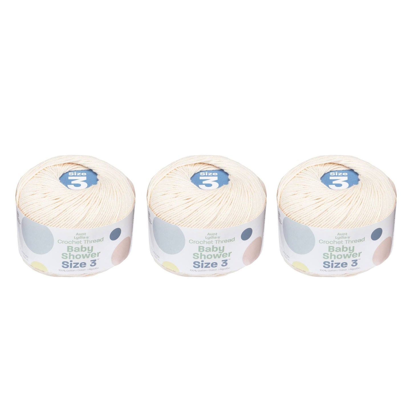 Aunt Lydia's Baby Shower Crochet Thread Size 3 (3 Pack) - Clearance shades
