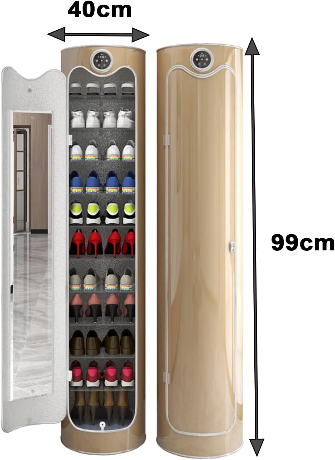 Shoeva? | Smart Rotating Shoe Cabinet ¨C High Gloss, Touch Screen, Modular Storage