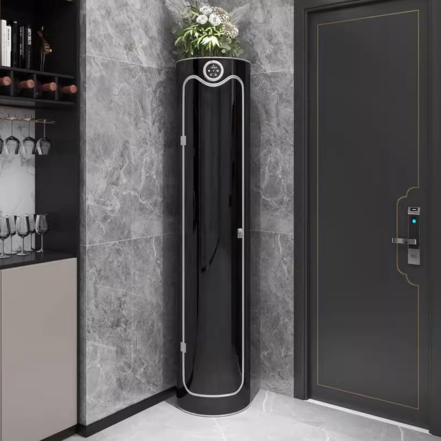 Shoeva? | Smart Rotating Shoe Cabinet ¨C High Gloss, Touch Screen, Modular Storage
